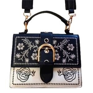 Lords & London Black and White Crossbody Faux Leather Vegan Leather Bag Purse